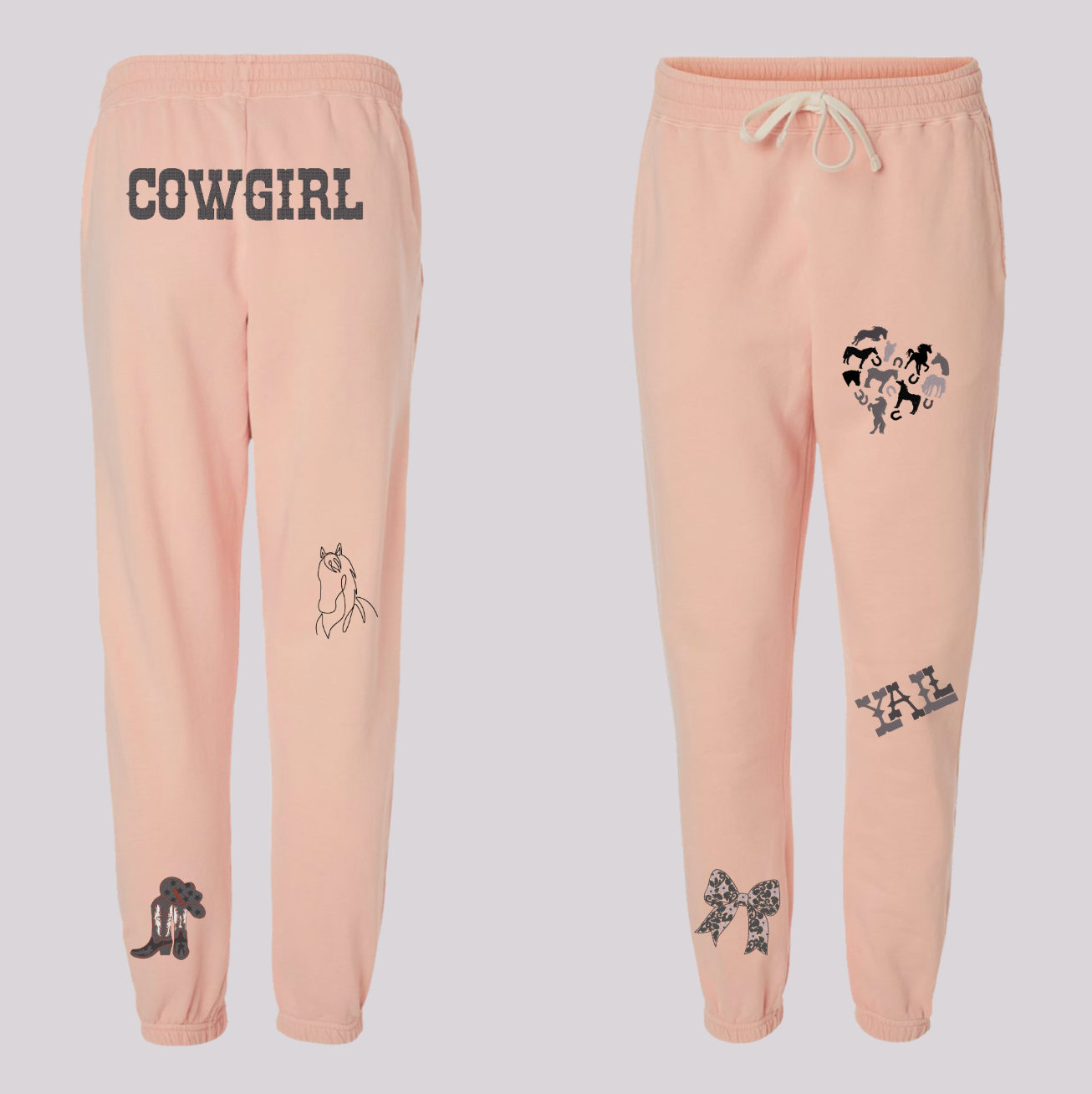 Western-Inspired Horse Girl Embroidered Comfort Colors Sweatshirt & Sweatpants Set