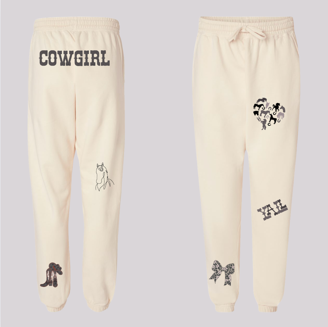 Western-Inspired Horse Girl Embroidered Comfort Colors Sweatshirt & Sweatpants Set