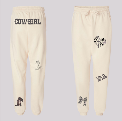 Western-Inspired Horse Girl Embroidered Comfort Colors Sweatshirt & Sweatpants Set