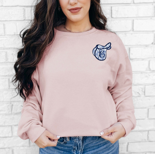 Hunt Seat Saddle Embroidered Appliqué Crewneck Sweatshirt