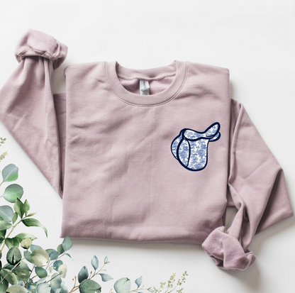 Hunt Seat Saddle Embroidered Appliqué Crewneck Sweatshirt