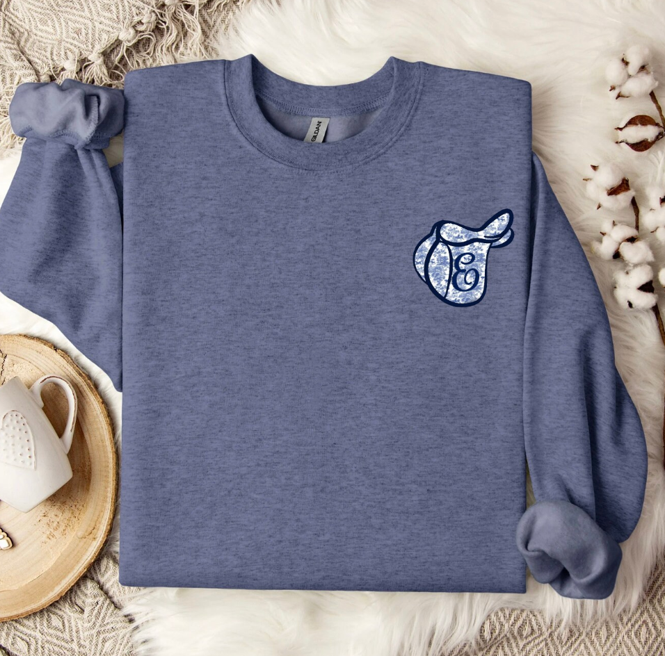 Hunt Seat Saddle Embroidered Appliqué Crewneck Sweatshirt