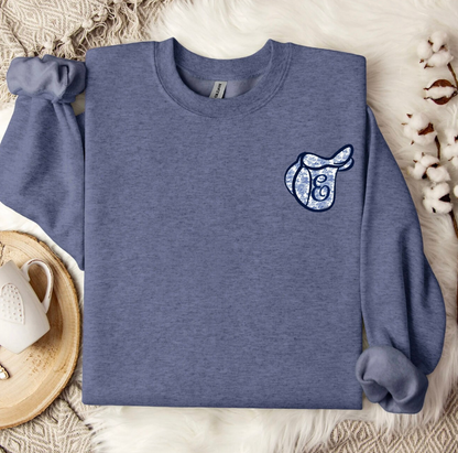 Hunt Seat Saddle Embroidered Appliqué Crewneck Sweatshirt
