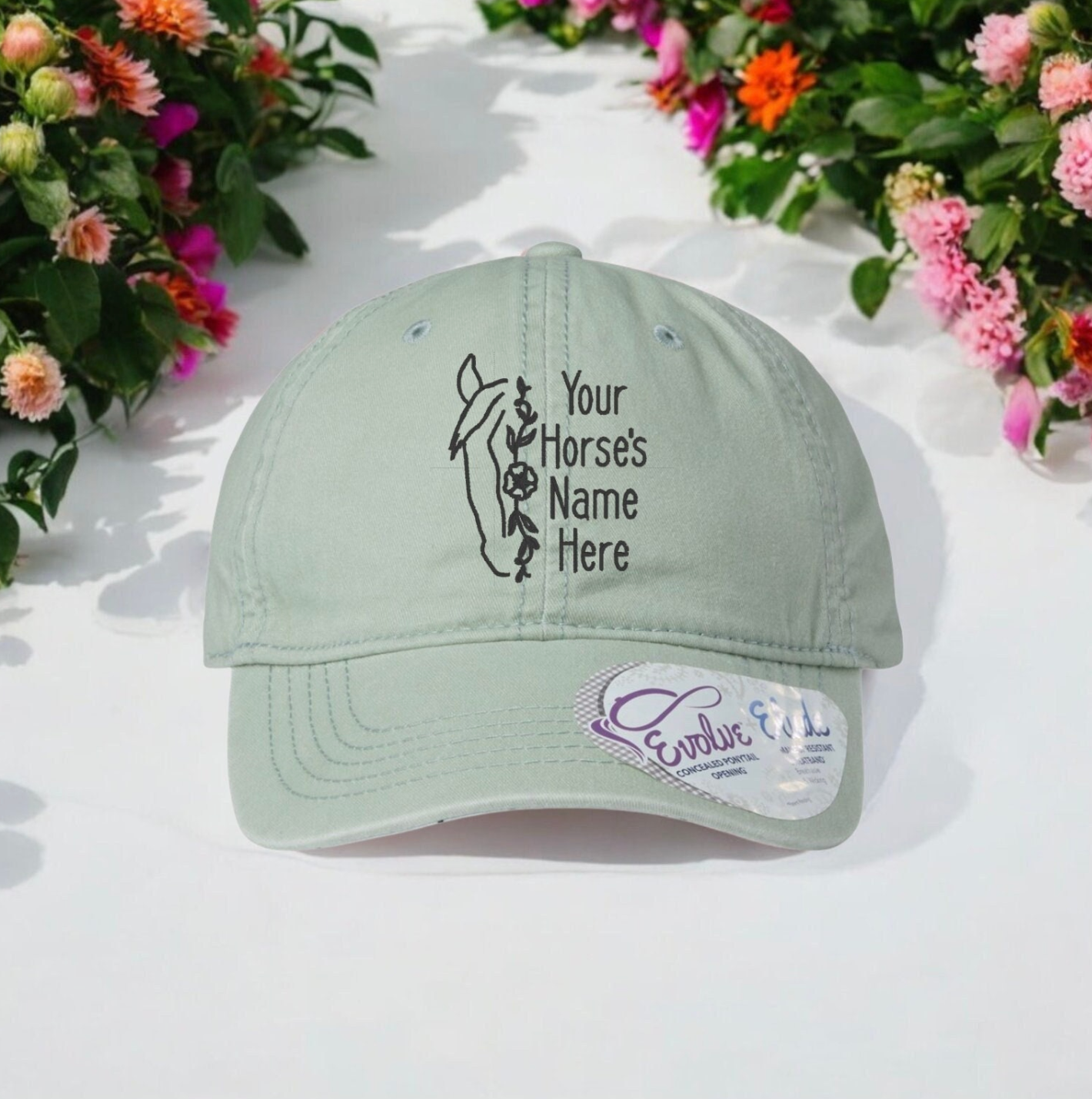 Custom Floral Horse Embroidered Hat