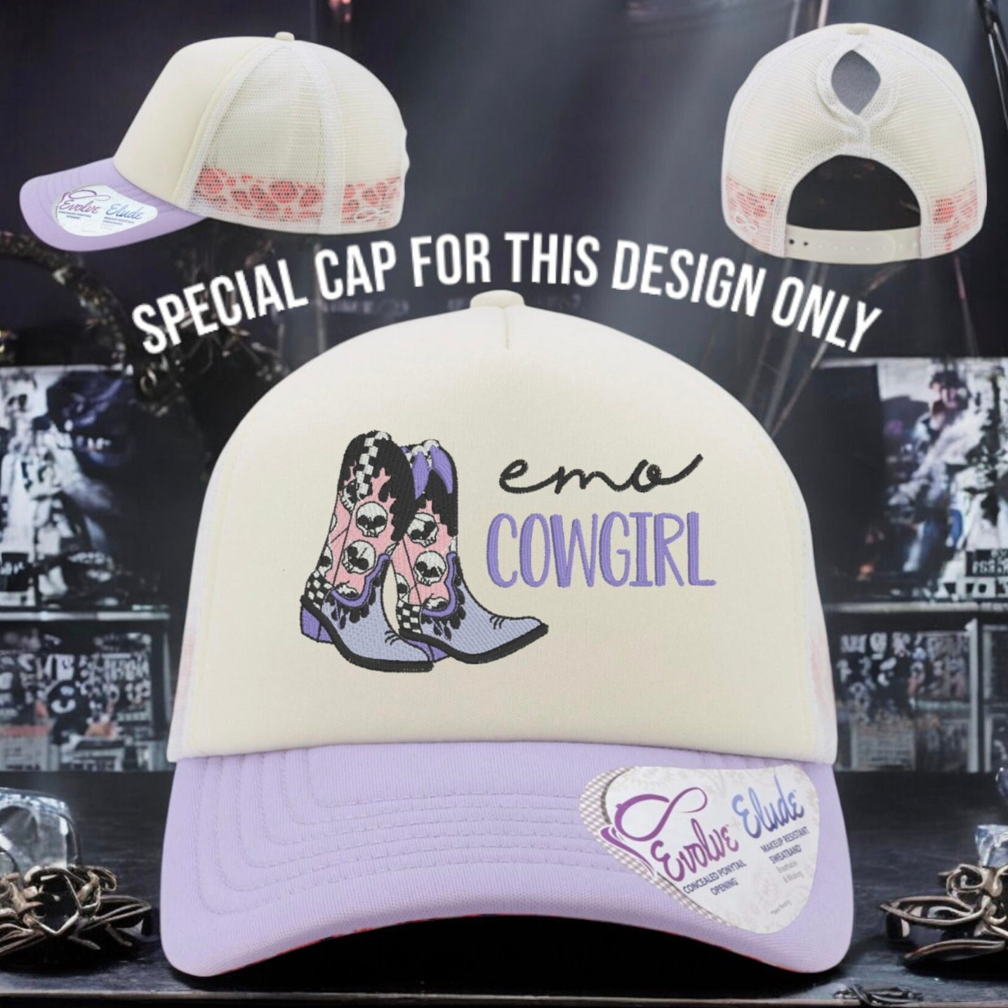 Emo Cowgirl Western Embroidered Hat