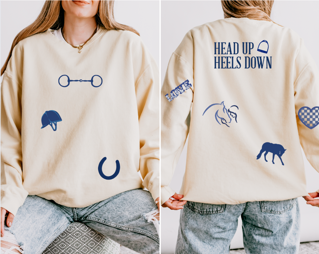 English Equestrian-Inspired Embroidered Comfort Colors Sweatshirt & Sweatpants Set