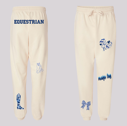 English Equestrian-Inspired Embroidered Comfort Colors Sweatshirt & Sweatpants Set
