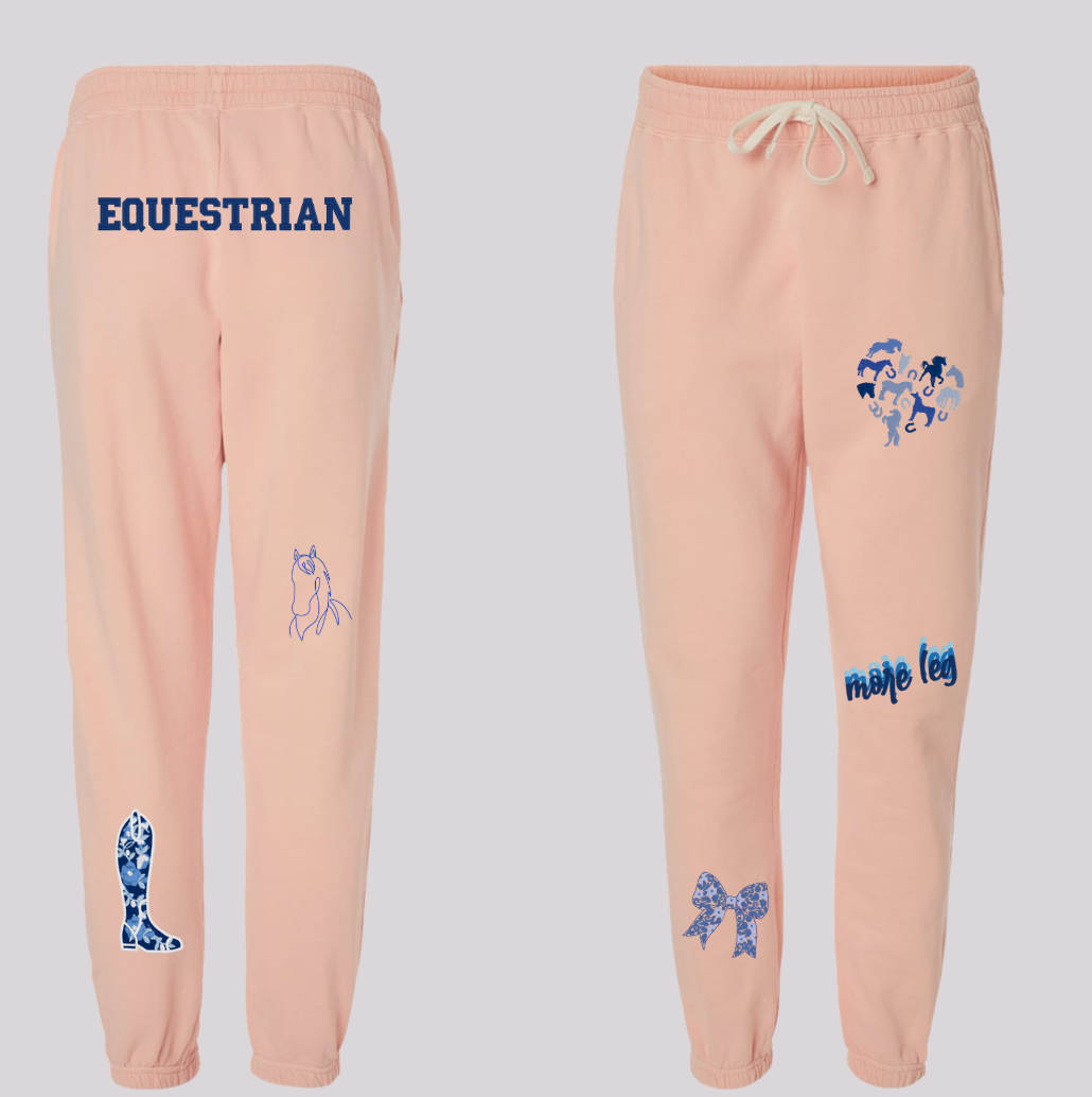 English Equestrian-Inspired Embroidered Comfort Colors Sweatshirt & Sweatpants Set