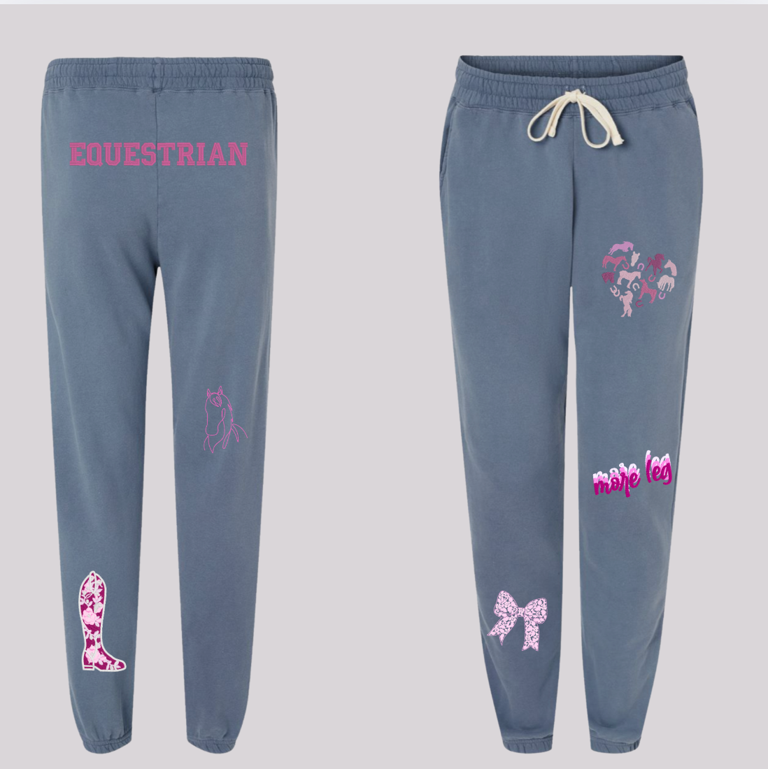 English Equestrian-Inspired Embroidered Comfort Colors Sweatshirt & Sweatpants Set