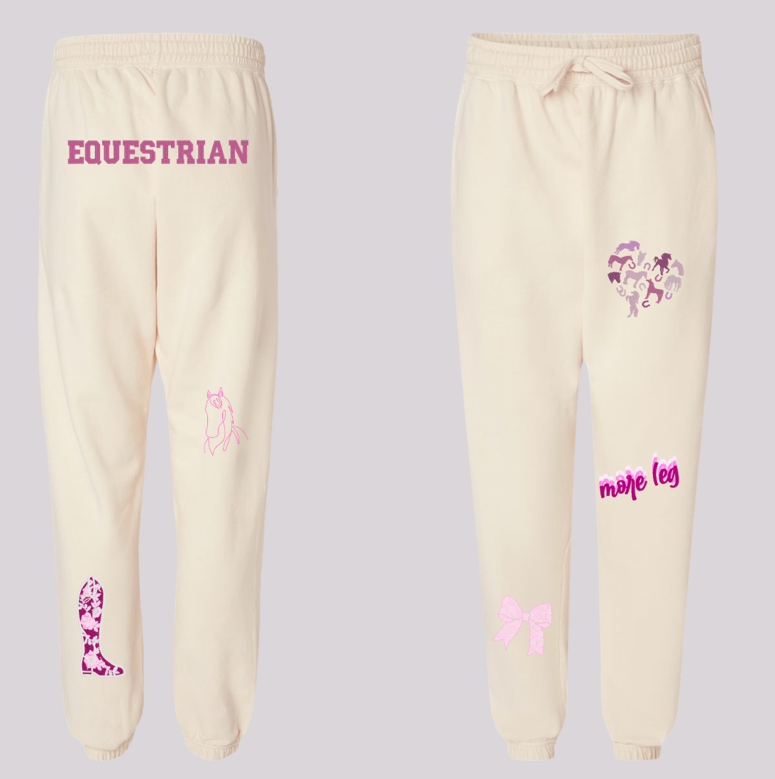English Equestrian-Inspired Embroidered Comfort Colors Sweatshirt & Sweatpants Set