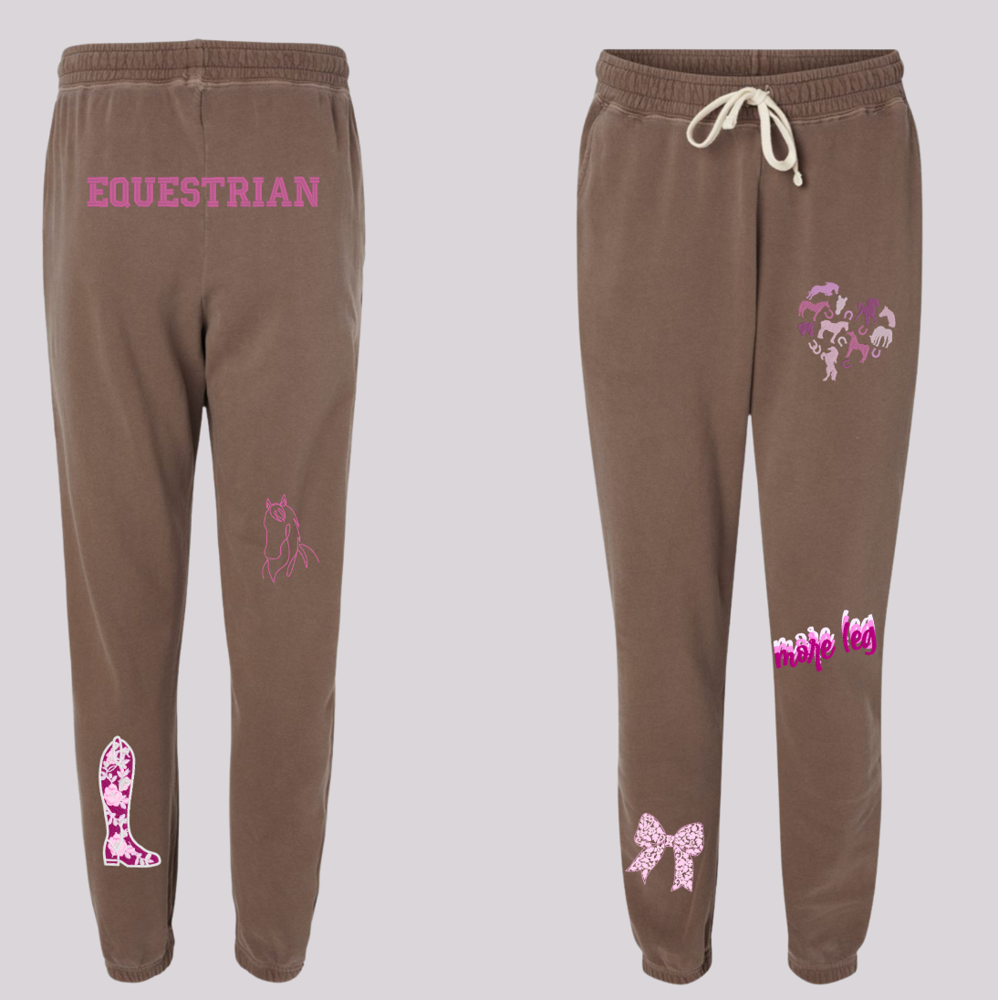 English Equestrian-Inspired Embroidered Comfort Colors Sweatshirt & Sweatpants Set