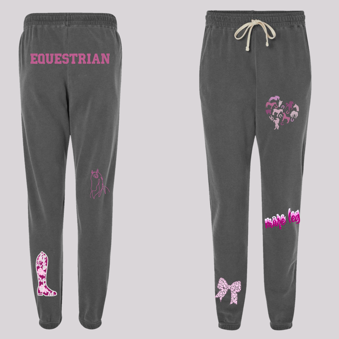 English Equestrian-Inspired Embroidered Comfort Colors Sweatshirt & Sweatpants Set