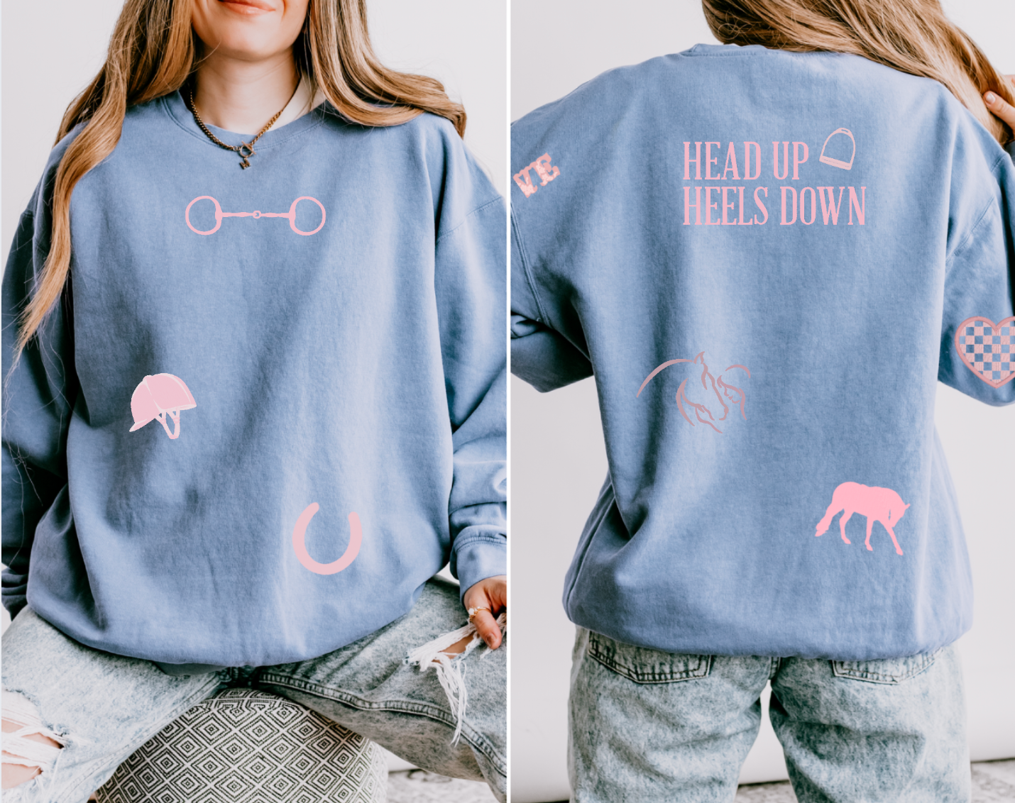English Equestrian-Inspired Embroidered Comfort Colors Sweatshirt & Sweatpants Set