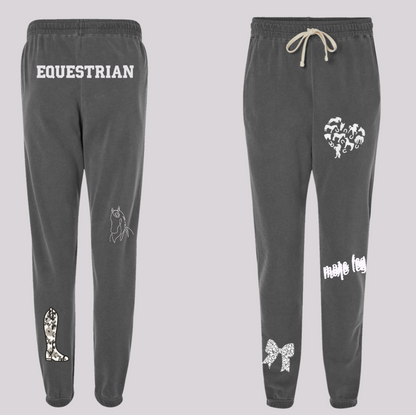 English Equestrian-Inspired Embroidered Comfort Colors Sweatshirt & Sweatpants Set