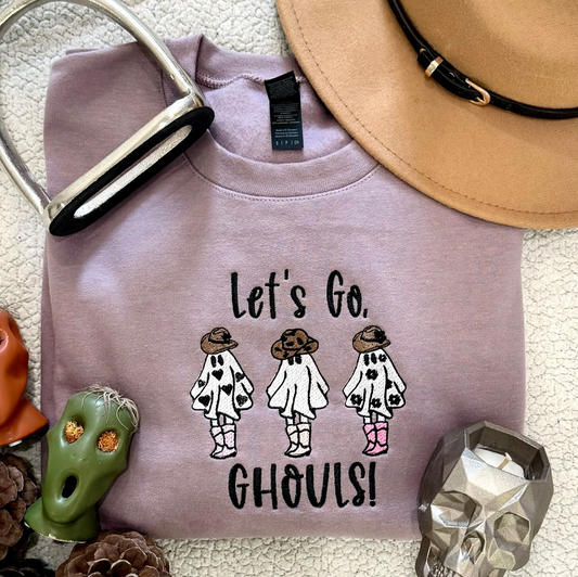 Let's Go Ghouls Western Ghost Embroidered Sweatshirt