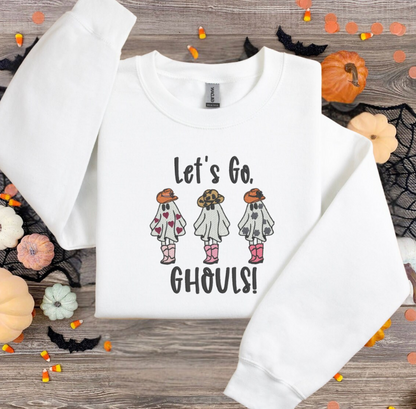 Let's Go Ghouls Western Ghost Embroidered Sweatshirt
