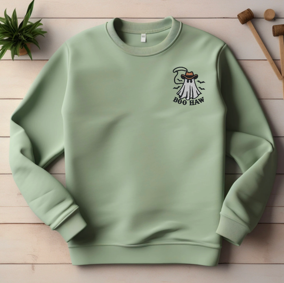 Boo Haw Embroidered Halloween Sweatshirt