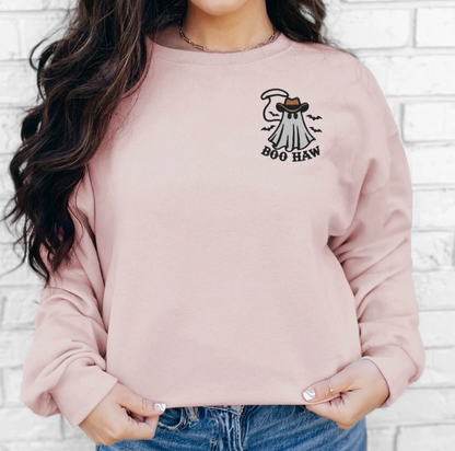 Boo Haw Embroidered Halloween Sweatshirt
