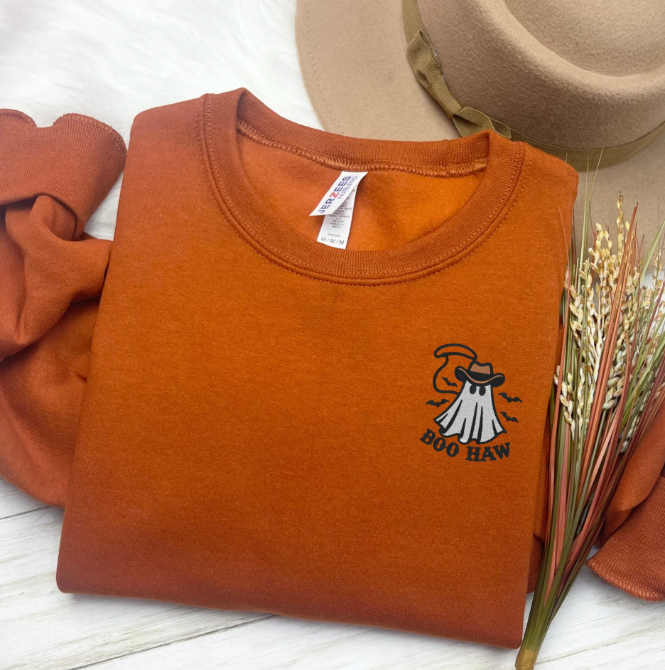 Boo Haw Embroidered Halloween Sweatshirt