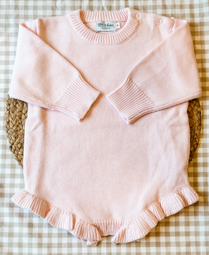 Baby Knit Ruffle Romper with Snaffle Bit Embroidery
