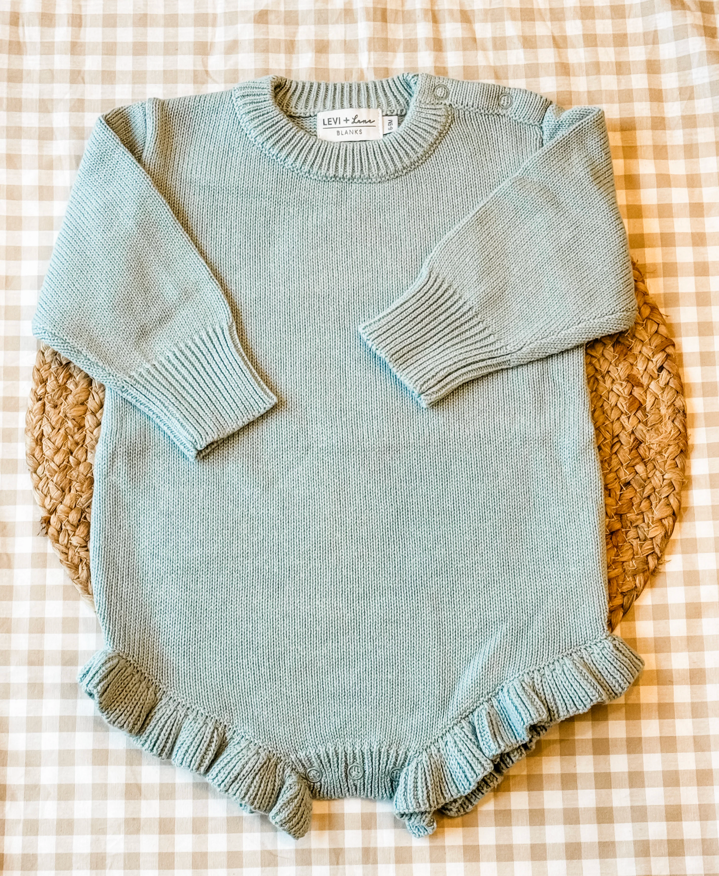 Baby Knit Ruffle Romper with Snaffle Bit Embroidery