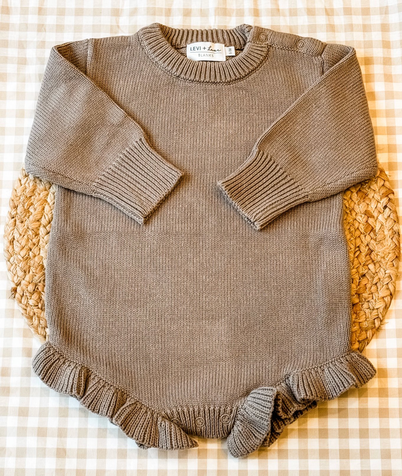Baby Knit Ruffle Romper with Snaffle Bit Embroidery