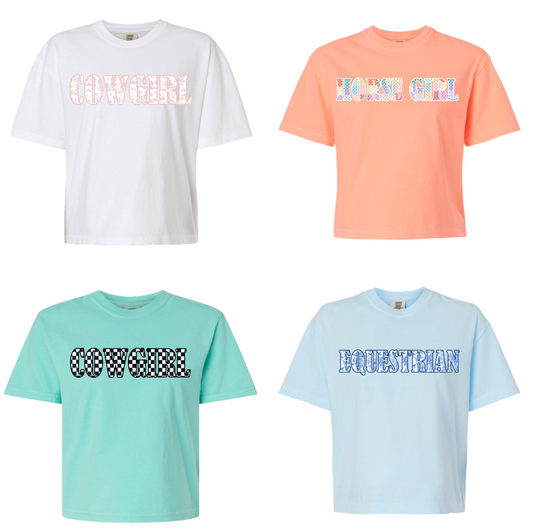 Embroidered Appliqué Comfort Colors® Tee - Cowgirl vs. Horse Girl vs. Equestrian