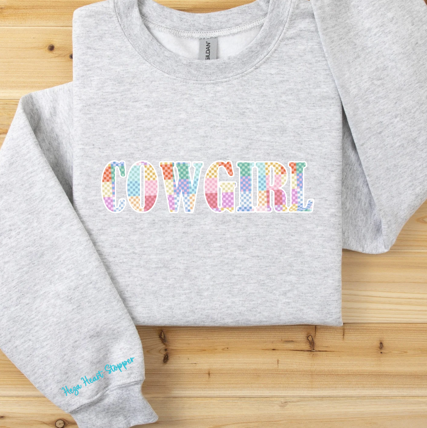 Embroidered Appliqué Crewneck Sweatshirt Cowgirl vs. Horse Girl vs. Equestrian with Optional Collar or Cuff Embroidery