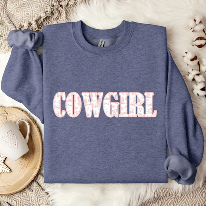 Embroidered Appliqué Crewneck Sweatshirt Cowgirl vs. Horse Girl vs. Equestrian with Optional Collar or Cuff Embroidery