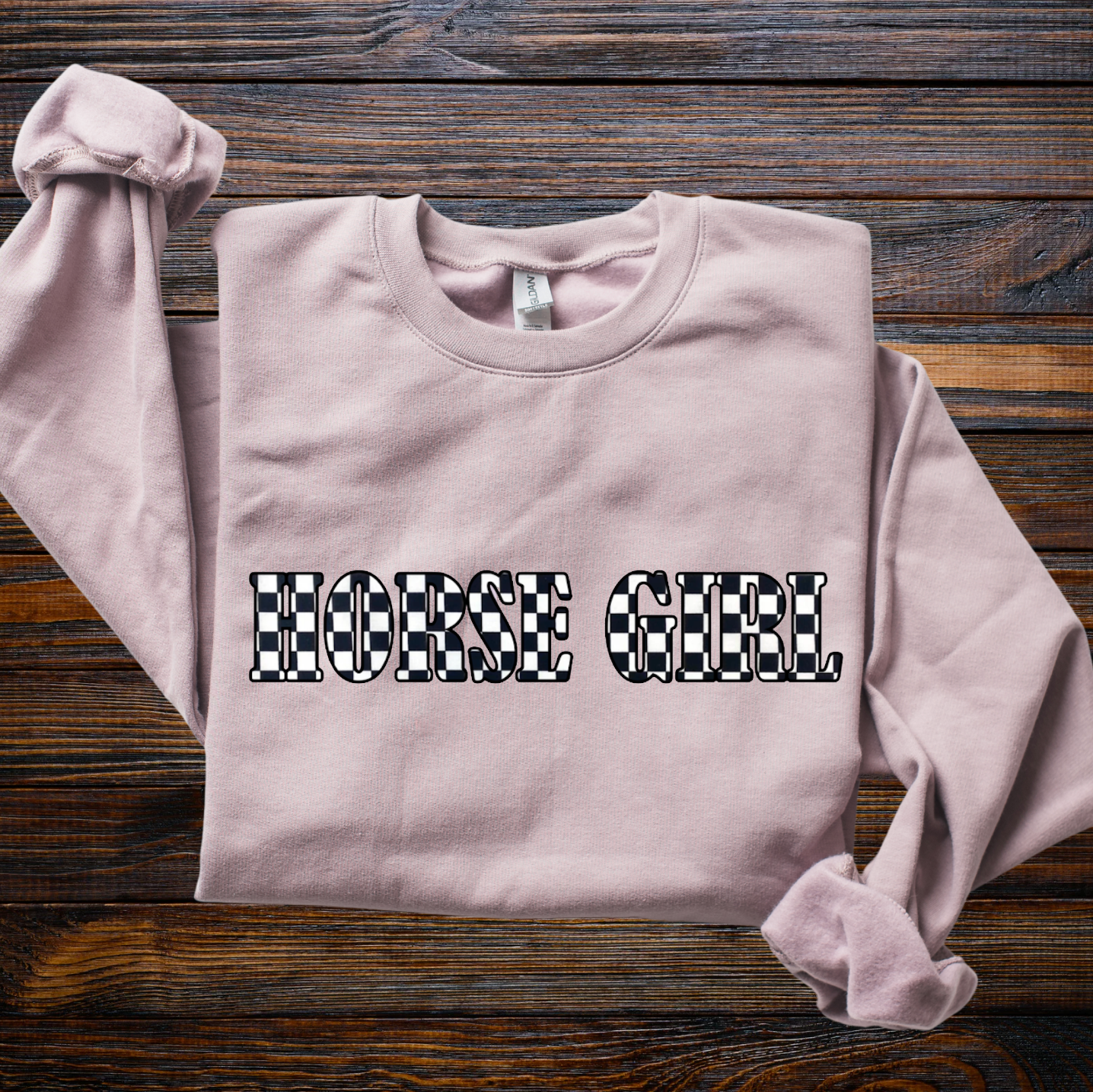 Embroidered Appliqué Crewneck Sweatshirt Cowgirl vs. Horse Girl vs. Equestrian with Optional Collar or Cuff Embroidery