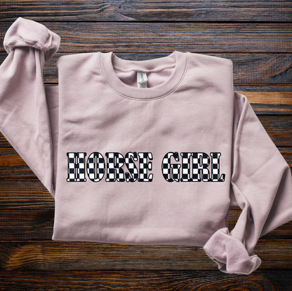 Embroidered Appliqué Crewneck Sweatshirt Cowgirl vs. Horse Girl vs. Equestrian with Optional Collar or Cuff Embroidery