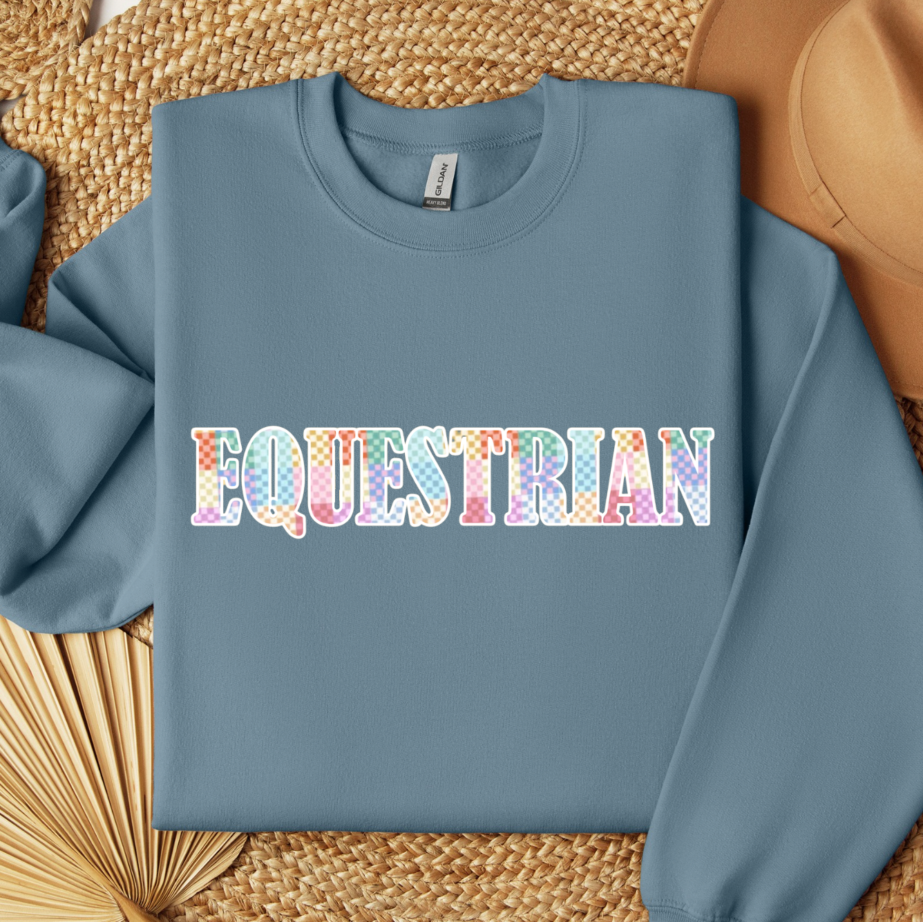 Embroidered Appliqué Crewneck Sweatshirt Cowgirl vs. Horse Girl vs. Equestrian with Optional Collar or Cuff Embroidery