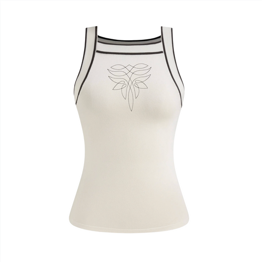 Western Boot Stitching Embroidered Sleeveless Sweater