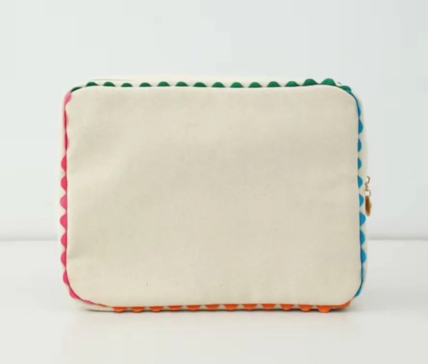 Custom Embroidered Rainbow Ric Rac Canvas Tote + Cosmetic Bag