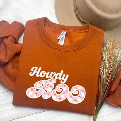 Howdy Boo Appliqué Western Ghost Embroidered Sweatshirt